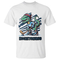 Funny Dinosaur Playing Ice Hockey T Shirt Hockeysaurus Gift For Kids - Wonder Print Shop