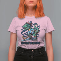 Funny Dinosaur Playing Ice Hockey T Shirt For Women Hockeysaurus Gift For Kids - Wonder Print Shop