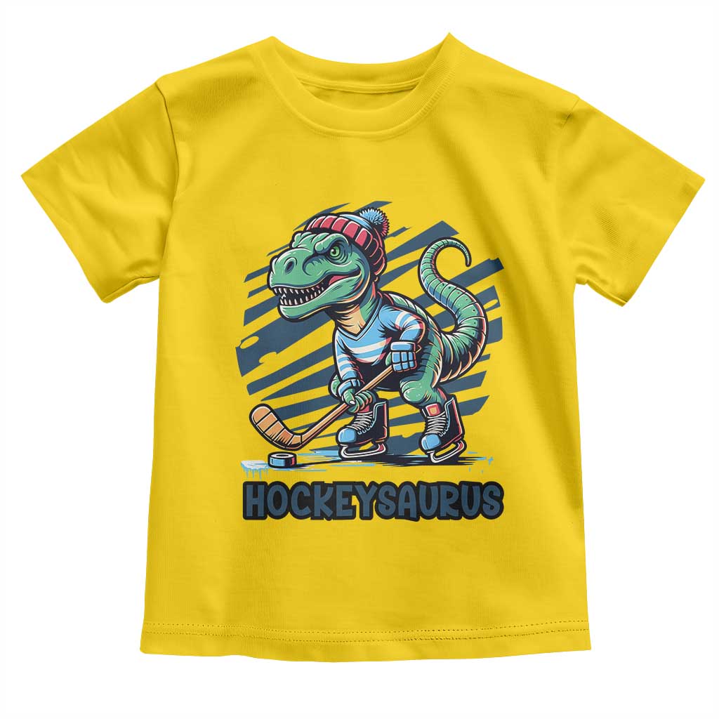 Funny Dinosaur Playing Ice Hockey Toddler T Shirt Hockeysaurus Gift For Kids - Wonder Print Shop
