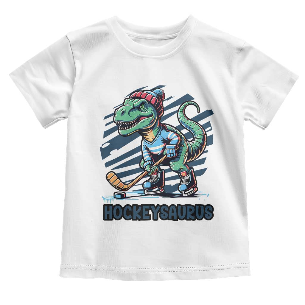 Funny Dinosaur Playing Ice Hockey Toddler T Shirt Hockeysaurus Gift For Kids - Wonder Print Shop