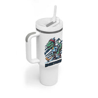 Funny Dinosaur Playing Ice Hockey Tumbler With Handle Hockeysaurus Gift For Kids - Wonder Print Shop