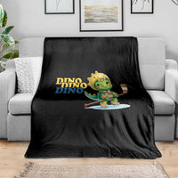Funny Dinosaur Playing Ice Hockey Throw Blanket Gift For Dino Lovers - Wonder Print Shop