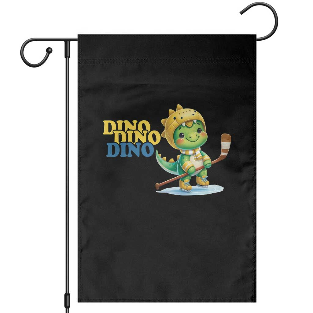 Funny Dinosaur Playing Ice Hockey Garden Flag Gift For Dino Lovers - Wonder Print Shop