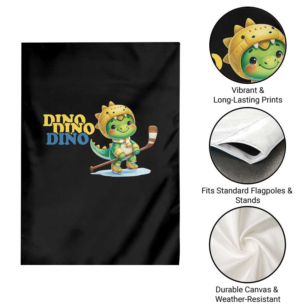 Funny Dinosaur Playing Ice Hockey Garden Flag Gift For Dino Lovers - Wonder Print Shop