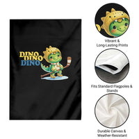 Funny Dinosaur Playing Ice Hockey Garden Flag Gift For Dino Lovers - Wonder Print Shop