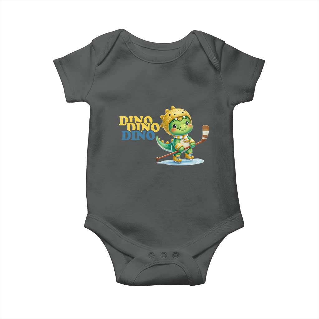 Funny Dinosaur Playing Ice Hockey Baby Onesie Gift For Dino Lovers - Wonder Print Shop