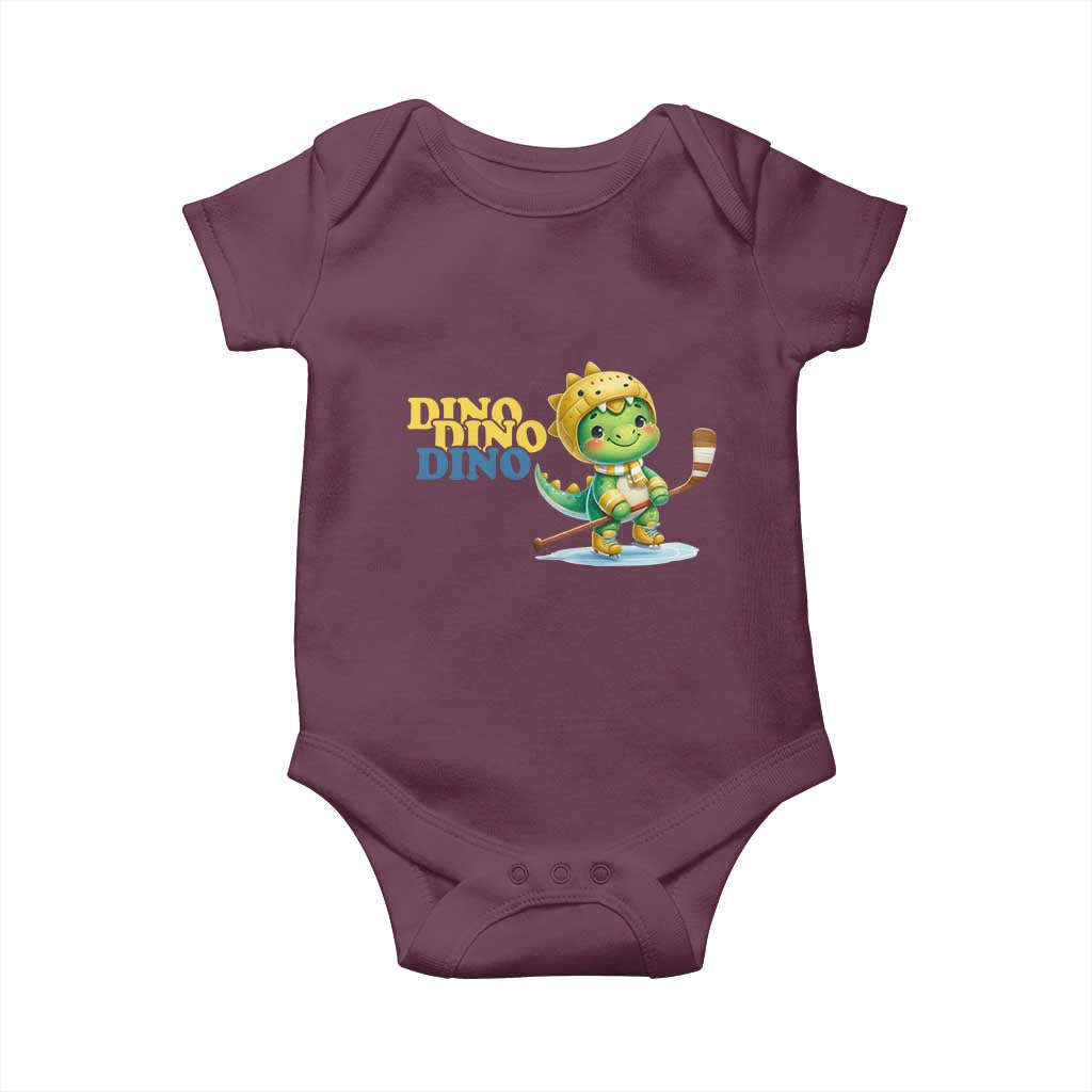 Funny Dinosaur Playing Ice Hockey Baby Onesie Gift For Dino Lovers - Wonder Print Shop