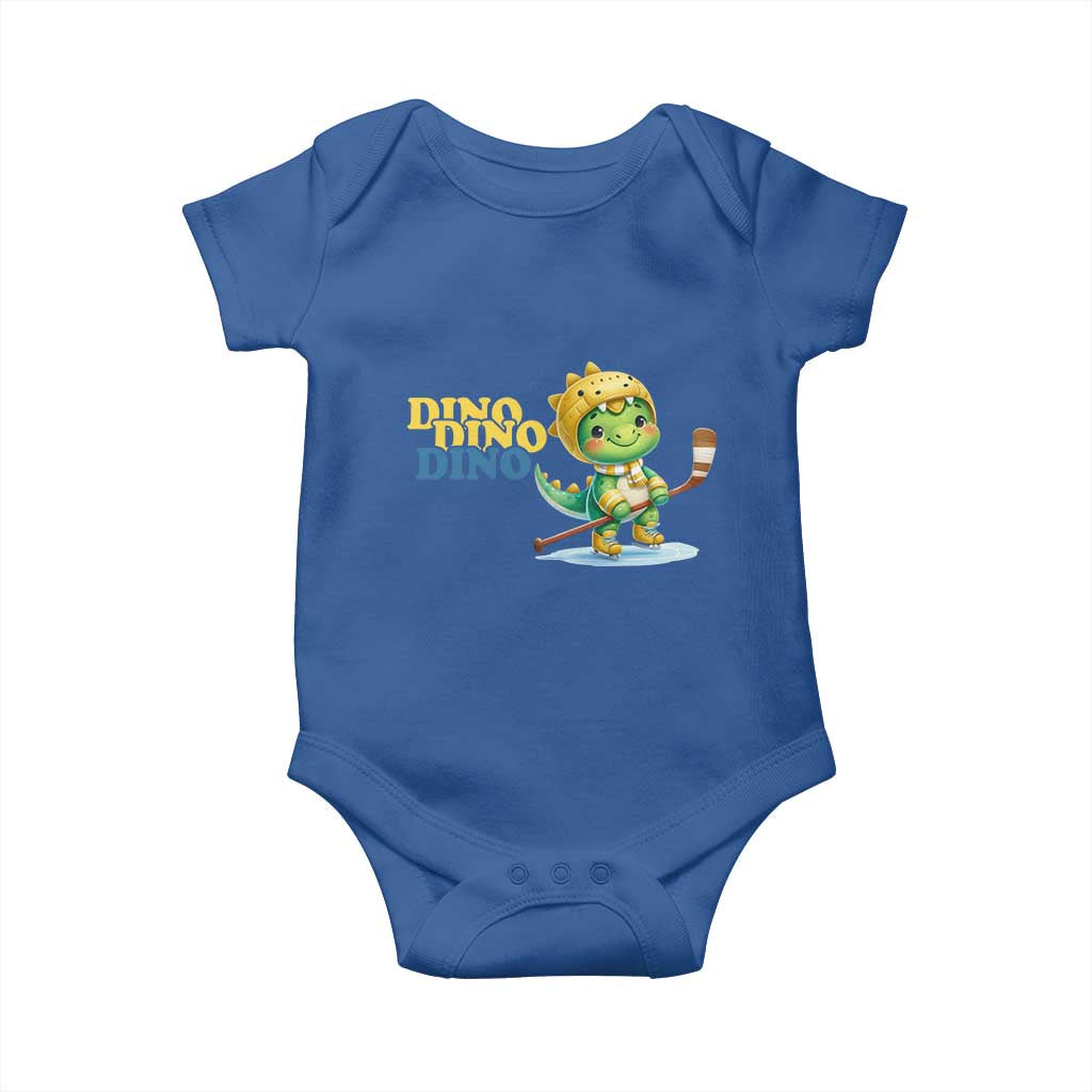 Funny Dinosaur Playing Ice Hockey Baby Onesie Gift For Dino Lovers - Wonder Print Shop