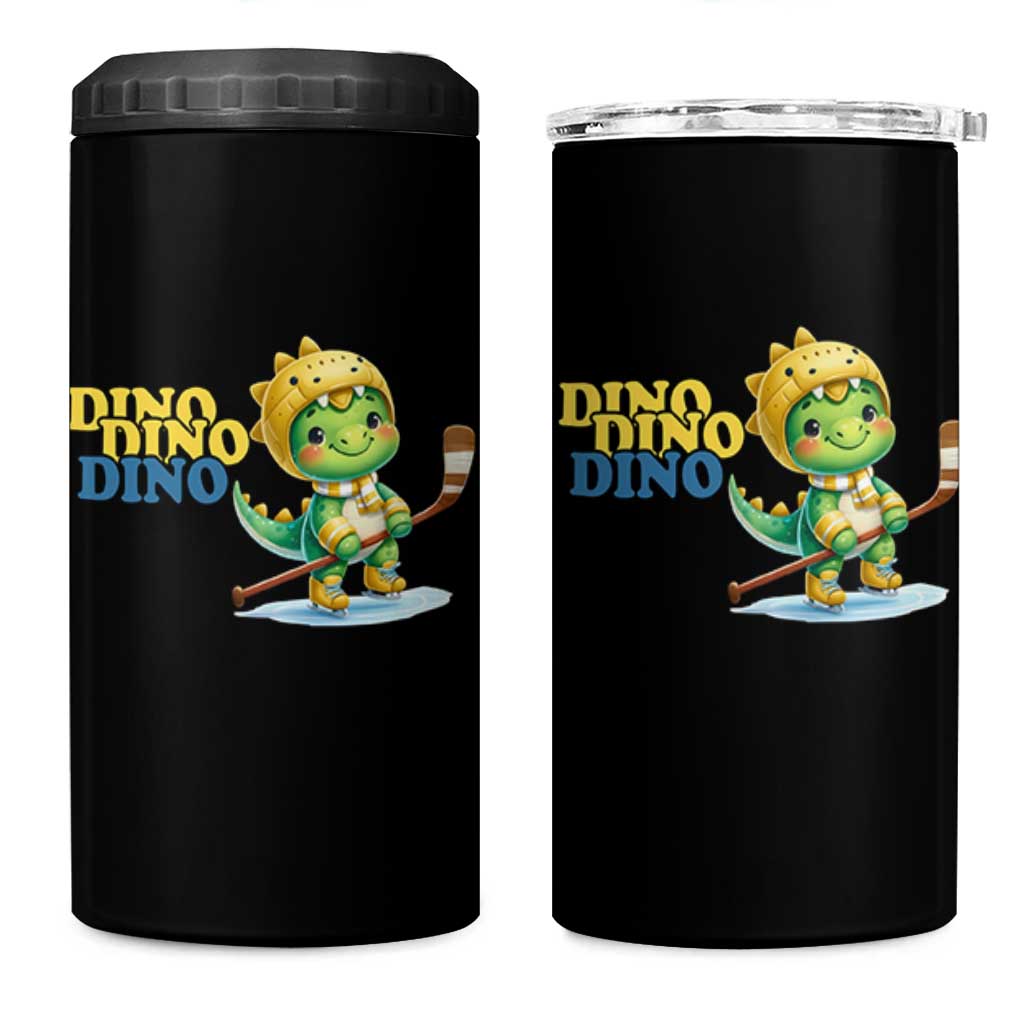 Funny Dinosaur Playing Ice Hockey 4 in 1 Can Cooler Tumbler Gift For Dino Lovers - Wonder Print Shop