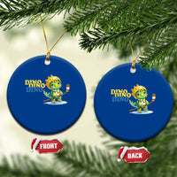 Funny Dinosaur Playing Ice Hockey Ceramic Ornament Gift For Dino Lovers - Wonder Print Shop