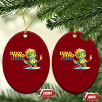 Funny Dinosaur Playing Ice Hockey Ceramic Ornament Gift For Dino Lovers - Wonder Print Shop