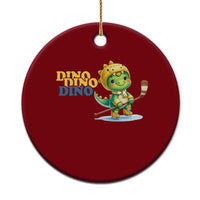 Funny Dinosaur Playing Ice Hockey Ceramic Ornament Gift For Dino Lovers - Wonder Print Shop