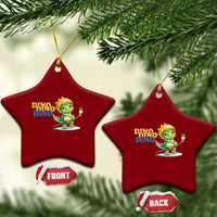 Funny Dinosaur Playing Ice Hockey Ceramic Ornament Gift For Dino Lovers - Wonder Print Shop