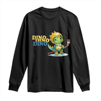 Funny Dinosaur Playing Ice Hockey Long Sleeve Shirt Gift For Dino Lovers - Wonder Print Shop