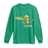 Funny Dinosaur Playing Ice Hockey Long Sleeve Shirt Gift For Dino Lovers - Wonder Print Shop
