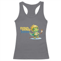 Funny Dinosaur Playing Ice Hockey Racerback Tank Top Gift For Dino Lovers - Wonder Print Shop