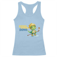 Funny Dinosaur Playing Ice Hockey Racerback Tank Top Gift For Dino Lovers - Wonder Print Shop