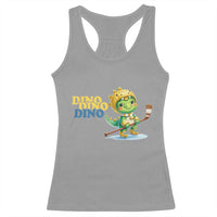 Funny Dinosaur Playing Ice Hockey Racerback Tank Top Gift For Dino Lovers - Wonder Print Shop