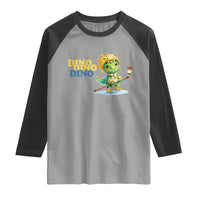 Funny Dinosaur Playing Ice Hockey Raglan Shirt Gift For Dino Lovers - Wonder Print Shop