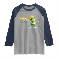 Funny Dinosaur Playing Ice Hockey Raglan Shirt Gift For Dino Lovers - Wonder Print Shop