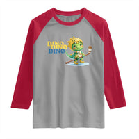 Funny Dinosaur Playing Ice Hockey Raglan Shirt Gift For Dino Lovers - Wonder Print Shop