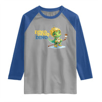 Funny Dinosaur Playing Ice Hockey Raglan Shirt Gift For Dino Lovers - Wonder Print Shop