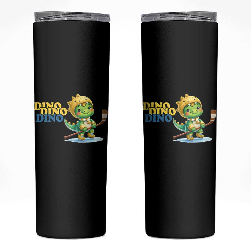 Funny Dinosaur Playing Ice Hockey Skinny Tumbler Gift For Dino Lovers - Wonder Print Shop