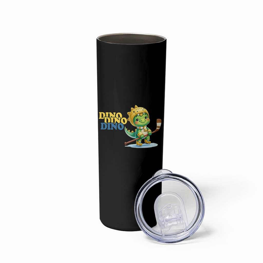 Funny Dinosaur Playing Ice Hockey Skinny Tumbler Gift For Dino Lovers - Wonder Print Shop