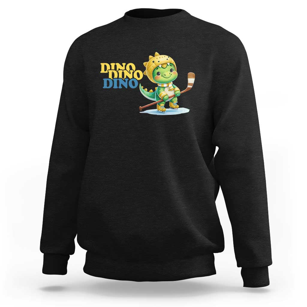 Funny Dinosaur Playing Ice Hockey Sweatshirt Gift For Dino Lovers - Wonder Print Shop