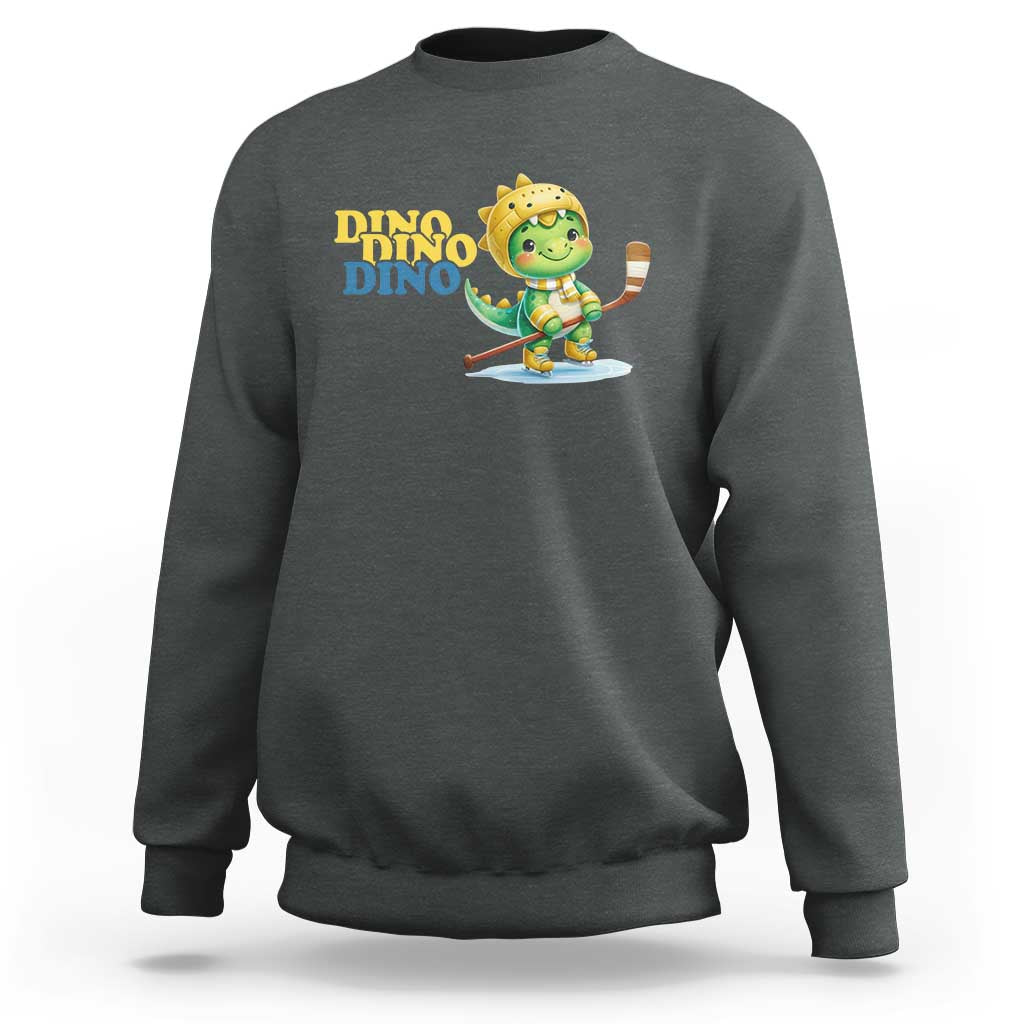 Funny Dinosaur Playing Ice Hockey Sweatshirt Gift For Dino Lovers - Wonder Print Shop