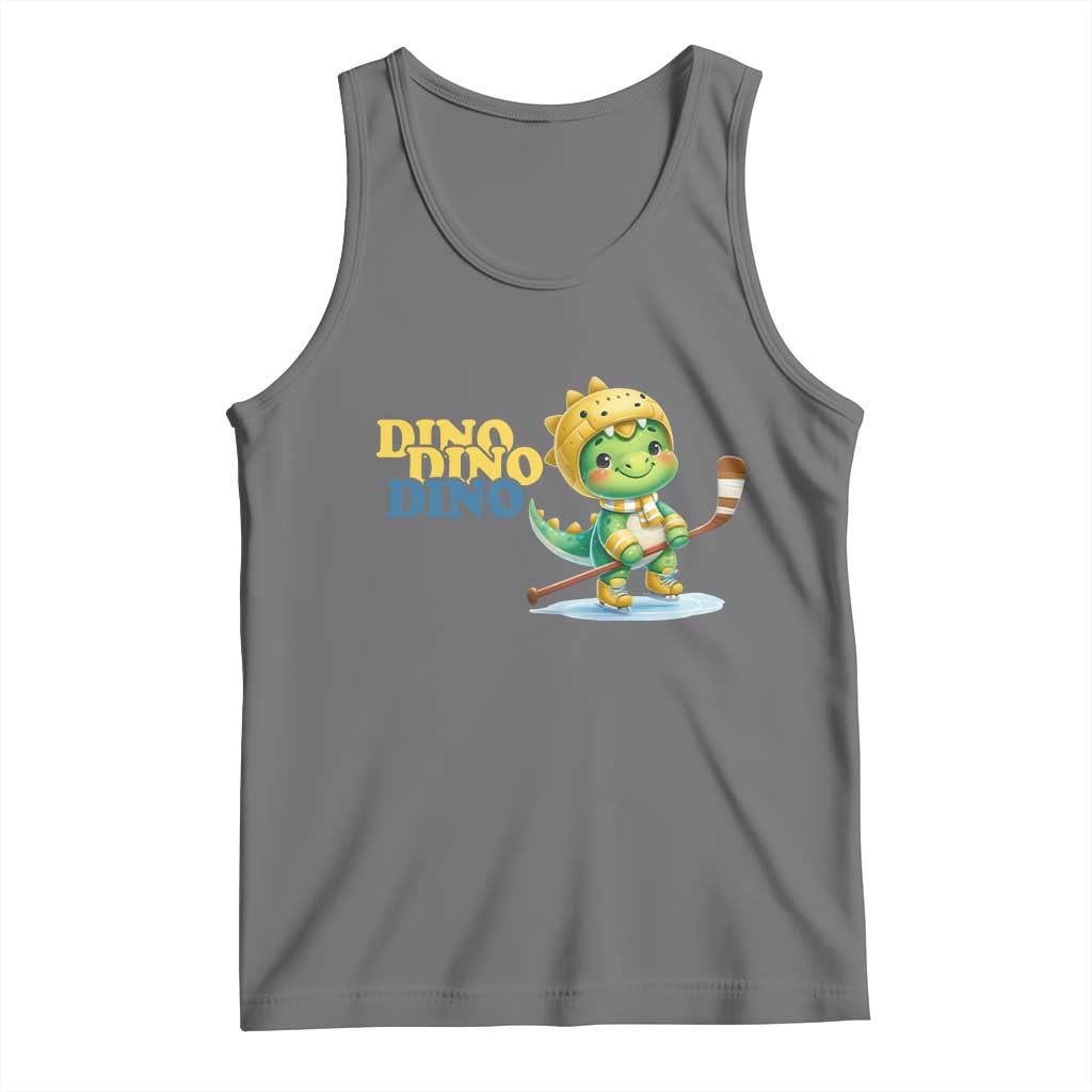 Funny Dinosaur Playing Ice Hockey Tank Top Gift For Dino Lovers - Wonder Print Shop