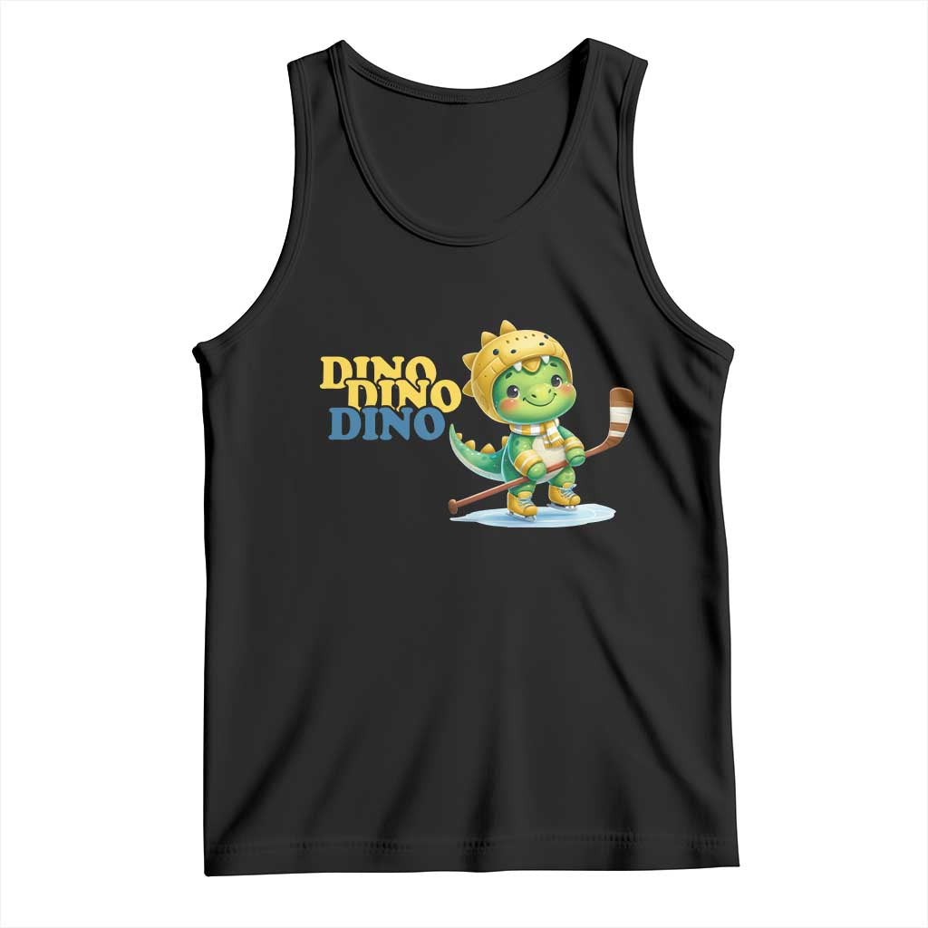 Funny Dinosaur Playing Ice Hockey Tank Top Gift For Dino Lovers - Wonder Print Shop