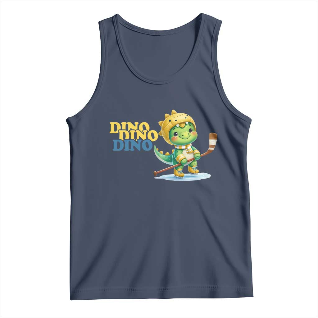 Funny Dinosaur Playing Ice Hockey Tank Top Gift For Dino Lovers - Wonder Print Shop