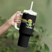 Funny Dinosaur Playing Ice Hockey Tumbler With Handle Gift For Dino Lovers - Wonder Print Shop