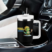Funny Dinosaur Playing Ice Hockey Tumbler With Handle Gift For Dino Lovers - Wonder Print Shop