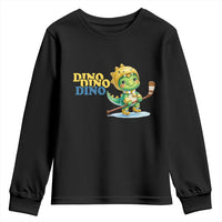 Funny Dinosaur Playing Ice Hockey Youth Sweatshirt Gift For Dino Lovers - Wonder Print Shop