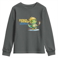 Funny Dinosaur Playing Ice Hockey Youth Sweatshirt Gift For Dino Lovers - Wonder Print Shop