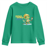Funny Dinosaur Playing Ice Hockey Youth Sweatshirt Gift For Dino Lovers - Wonder Print Shop
