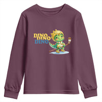 Funny Dinosaur Playing Ice Hockey Youth Sweatshirt Gift For Dino Lovers - Wonder Print Shop