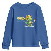 Funny Dinosaur Playing Ice Hockey Youth Sweatshirt Gift For Dino Lovers - Wonder Print Shop