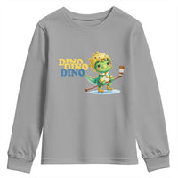 Funny Dinosaur Playing Ice Hockey Youth Sweatshirt Gift For Dino Lovers - Wonder Print Shop
