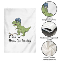 Dino Hates Ice Hockey Garden Flag Funny Ice Sports Dinosaur Gift - Wonder Print Shop