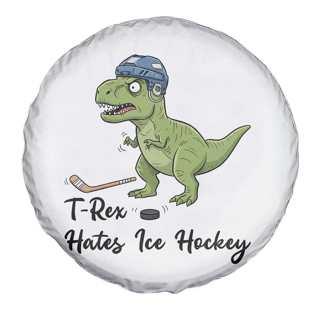 Dino Hates Ice Hockey Spare Tire Cover Funny Ice Sports Dinosaur Gift - Wonder Print Shop