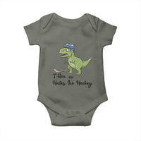 Dino Hates Ice Hockey Baby Onesie Funny Ice Sports Dinosaur Gift - Wonder Print Shop