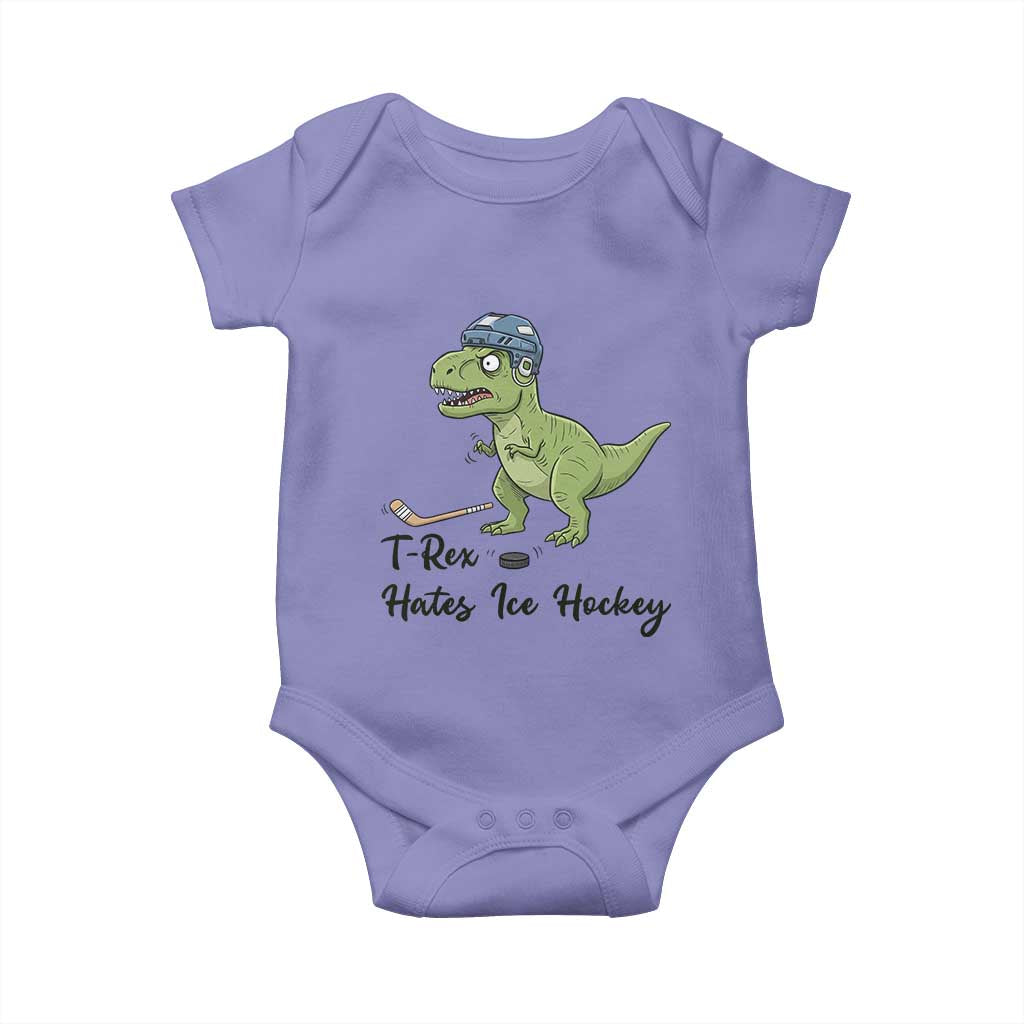 Dino Hates Ice Hockey Baby Onesie Funny Ice Sports Dinosaur Gift - Wonder Print Shop