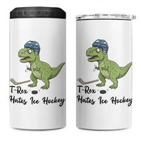 Dino Hates Ice Hockey 4 in 1 Can Cooler Tumbler Funny Ice Sports Dinosaur Gift - Wonder Print Shop