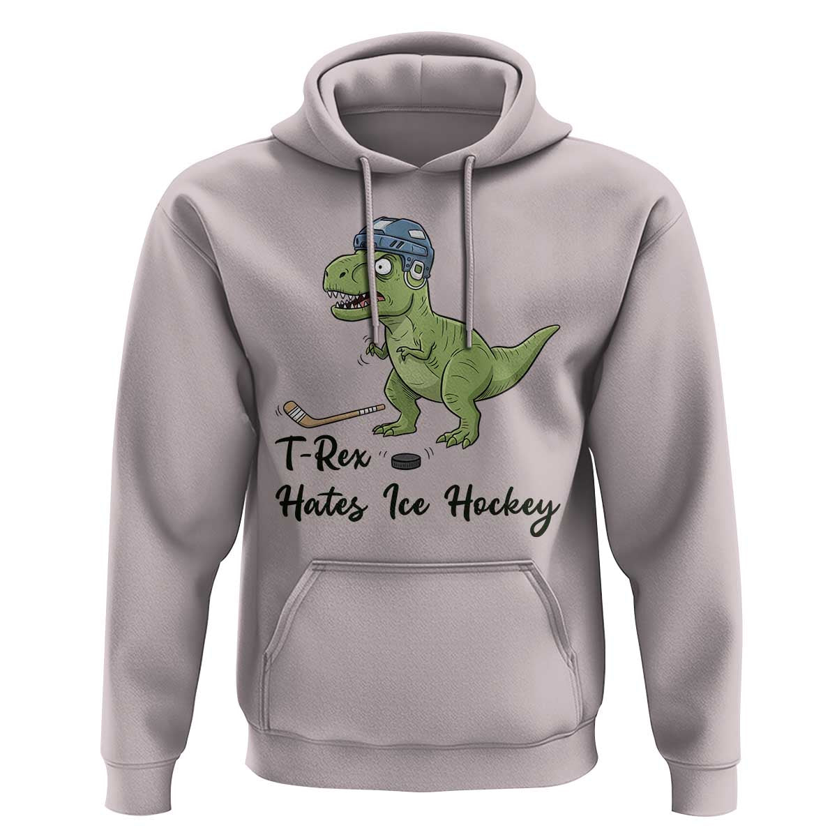 Dino Hates Ice Hockey Hoodie Funny Ice Sports Dinosaur Gift - Wonder Print Shop