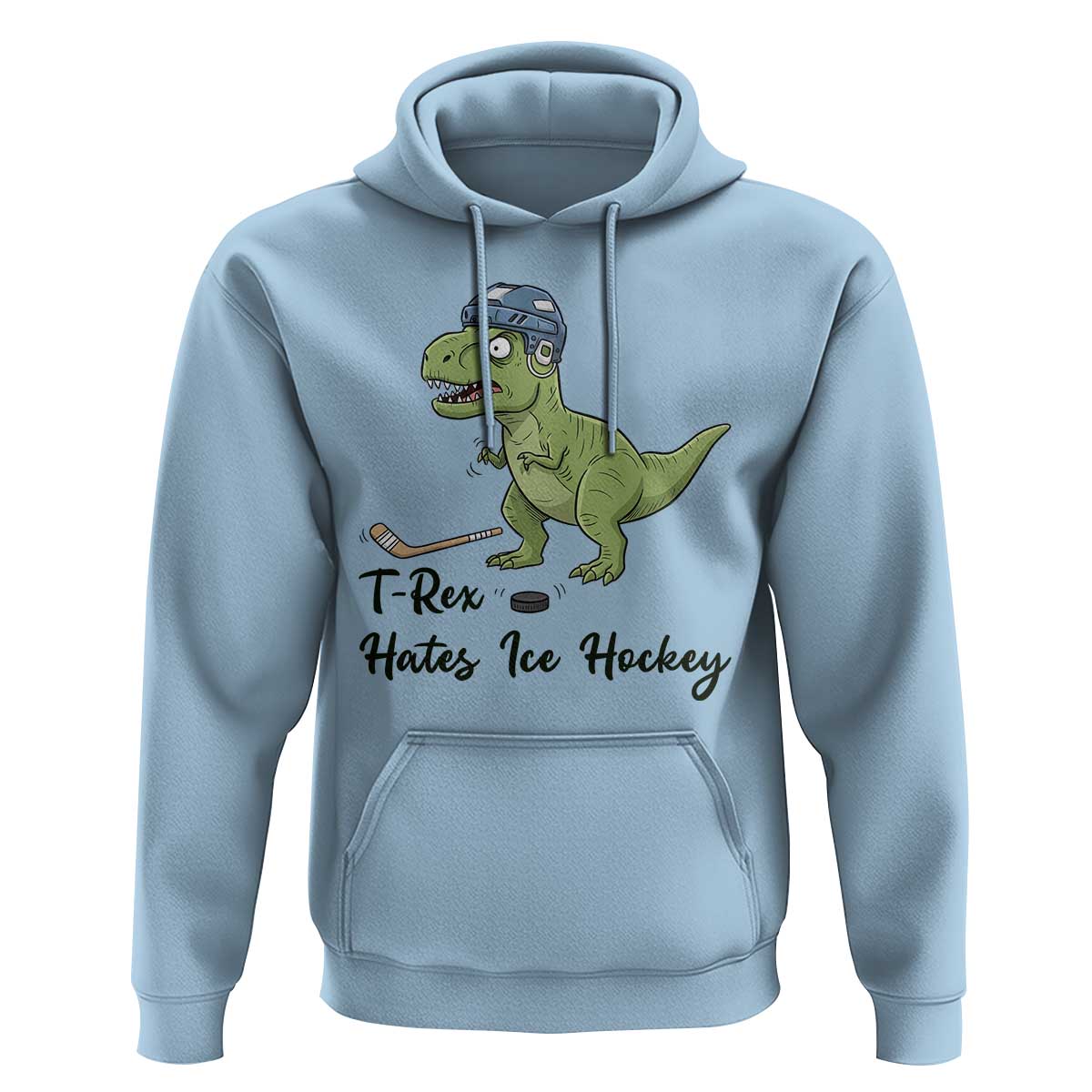 Dino Hates Ice Hockey Hoodie Funny Ice Sports Dinosaur Gift - Wonder Print Shop