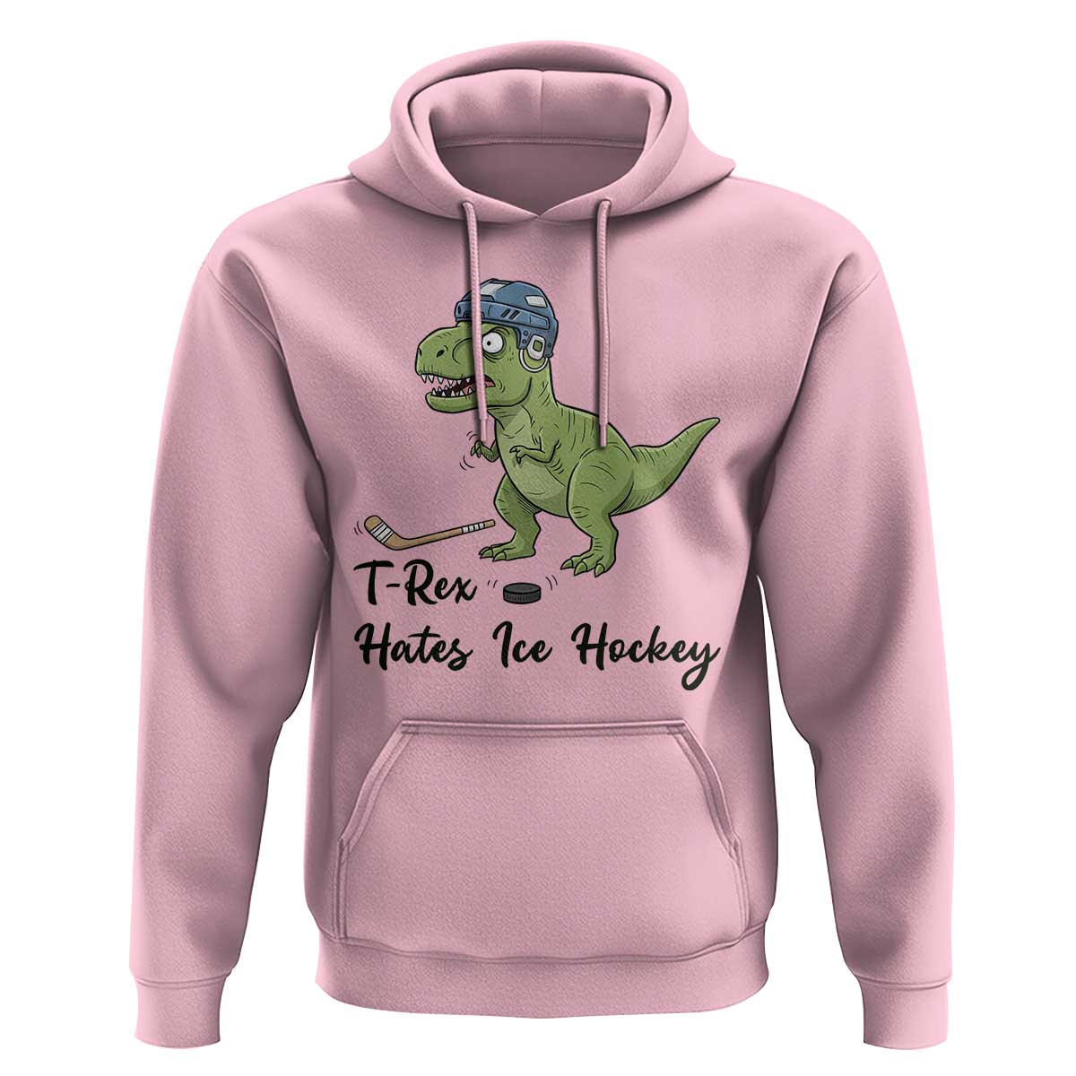 Dino Hates Ice Hockey Hoodie Funny Ice Sports Dinosaur Gift - Wonder Print Shop