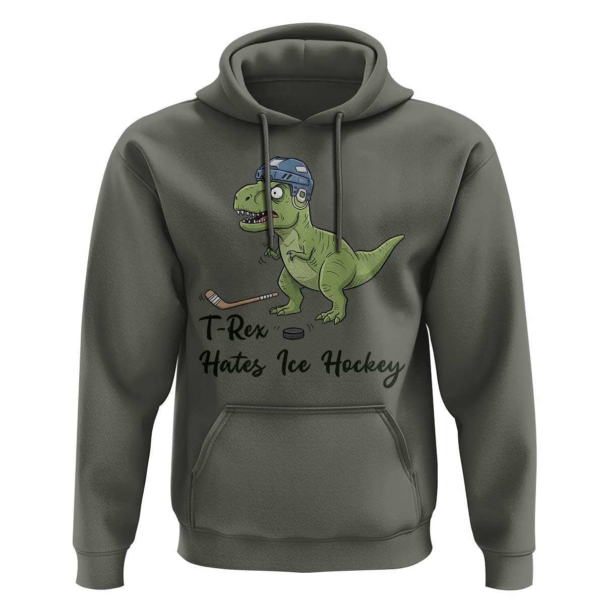 Dino Hates Ice Hockey Hoodie Funny Ice Sports Dinosaur Gift - Wonder Print Shop